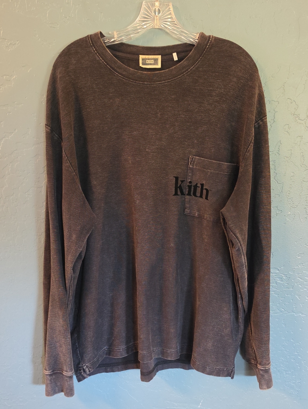 Kith Streetwear Quinn Men's Crewneck Pocket Sweatshirt in Faded Brown